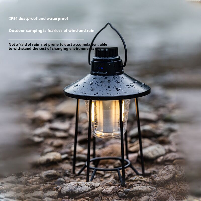 Retro Design Outdoor Camping Lantern Usb Rechargeable Camping Light With Hook