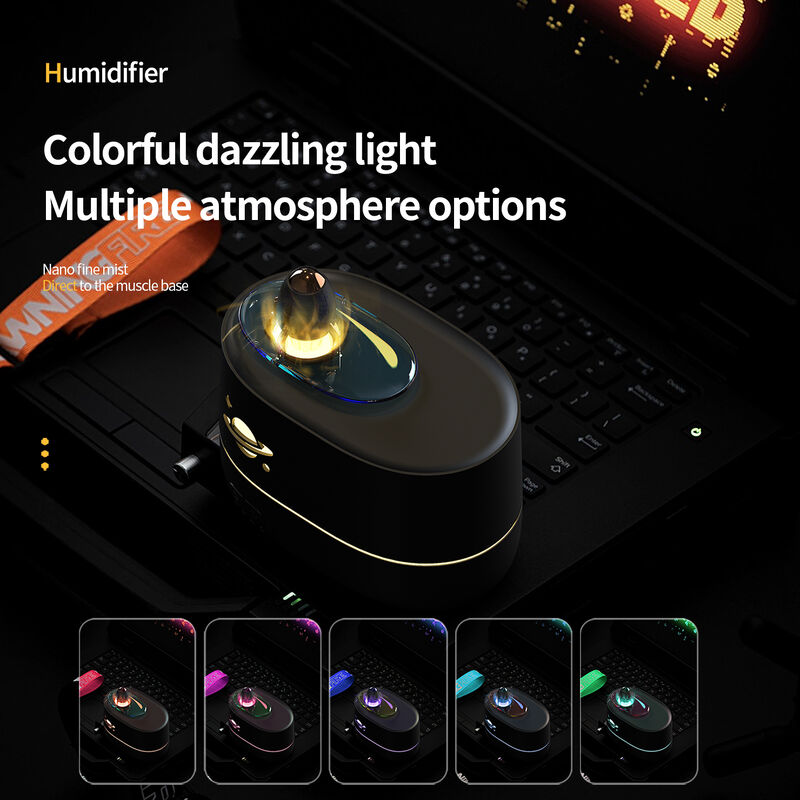 7 Χρωμάτων Φωτεινό Αρωματικό Υγραντήρα Φλόγας σε Σχήμα Πυραύλου Διαχύτη Αιθέριων Ελαίων