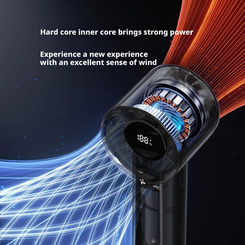 2000mAh Batteria Motore senza spazzole Ventilatore portatile con display digitale per il raffreddamento personale