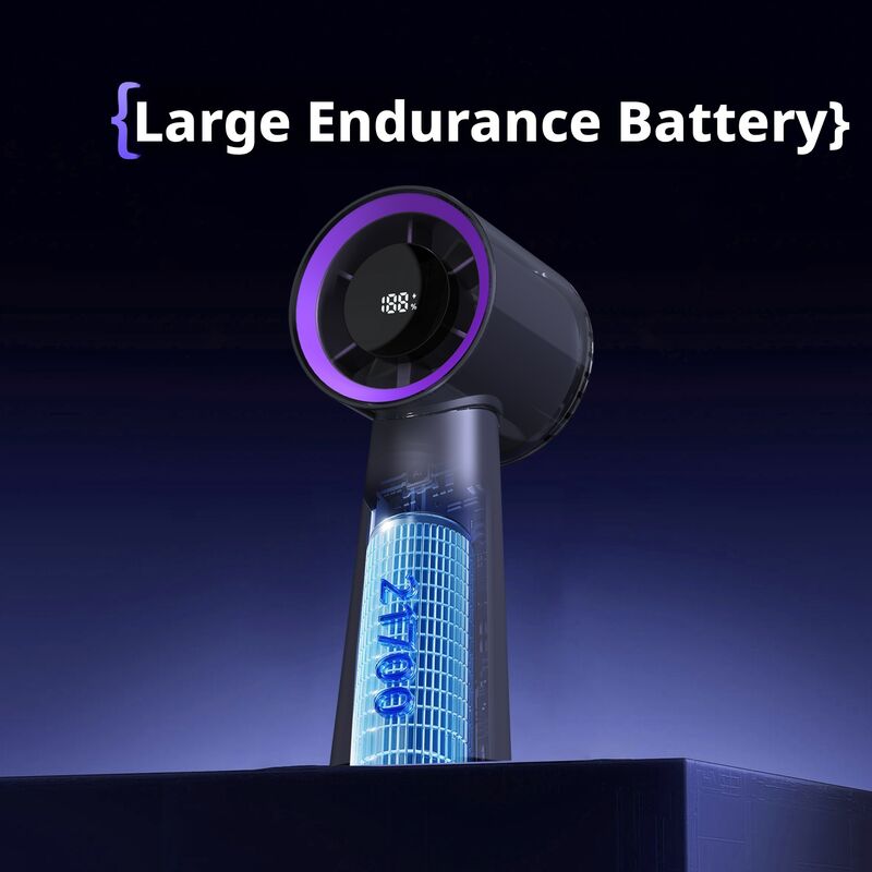 3000mAh Battery Brushless Motor Digital Display Mini Portable Handheld USB Fan