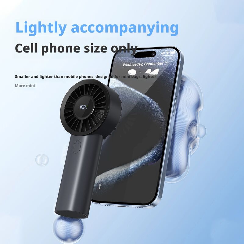 2000mAh Battery Brushless Motor Digital Display Mini Portable Handheld USB Fan for Outdoor Use