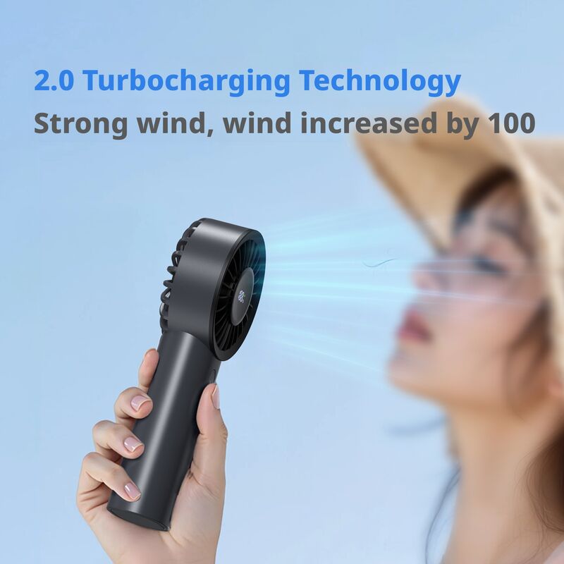 2000mAh Battery Brushless Motor Digital Display Mini Portable Handheld USB Fan for Outdoor Use