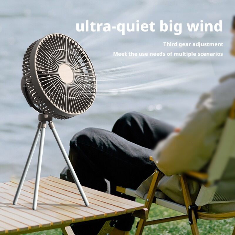 Outdoor Rechargeable Camping Fan Desk Ceiling Fan 2 In 1 Cooling And Power Bank