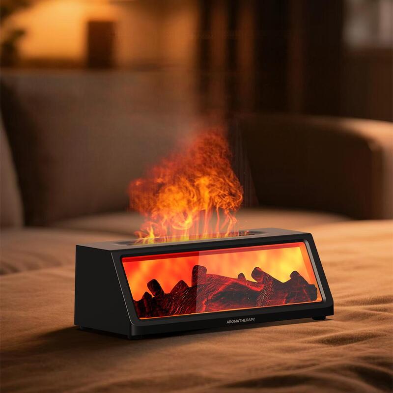 Προσαρμοσμένο λογότυπο Ηλεκτρικός διαχύτης αρωματικού ελαίου με τροφοδοσία φλόγας Υγραντήρας σχεδιασμού χωρίς νερό