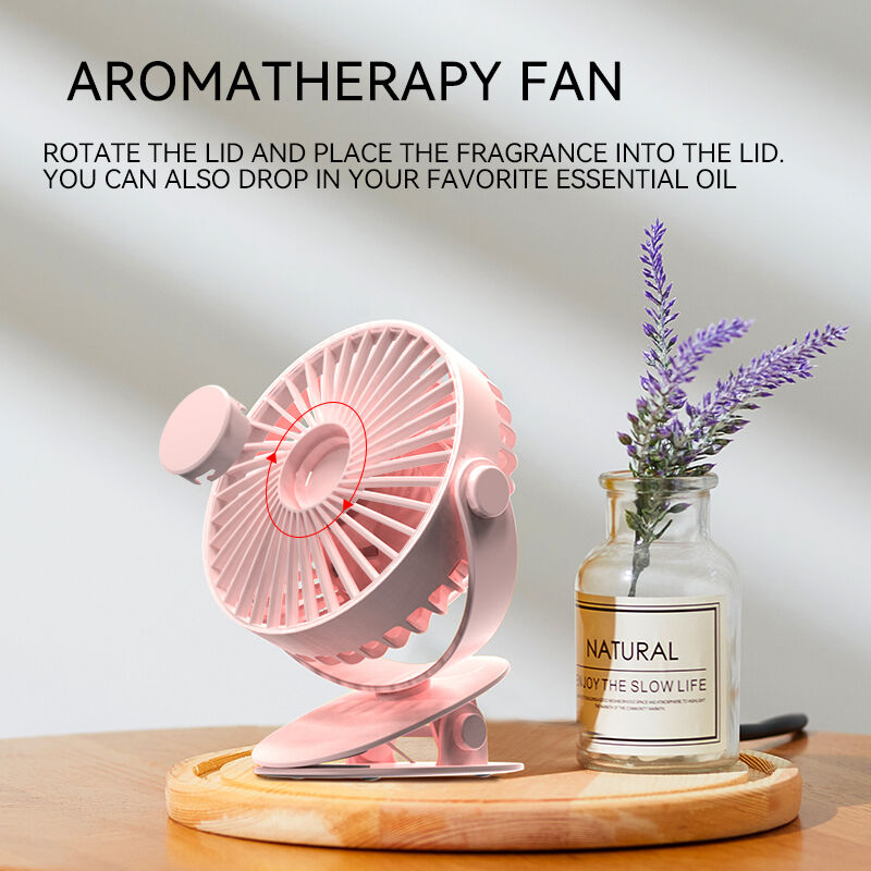 Ventilador de escritorio con clip y aroma personalizado, ángulo ajustable, funcionamiento silencioso para el hogar y la oficina