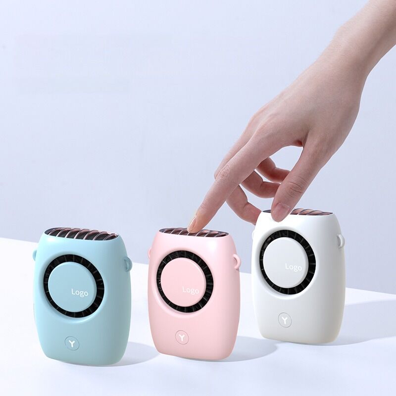 Logotipo personalizado Mini ventilador de cuello con Power Bank 3 velocidad ligero portátil USB recargable