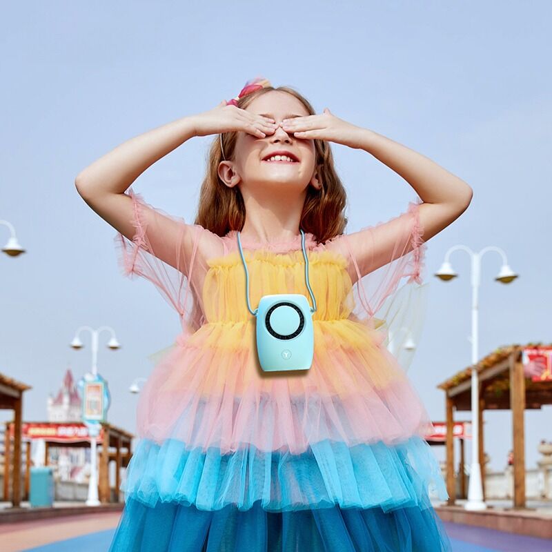 Logotipo personalizado Mini ventilador de cuello con Power Bank 3 velocidad ligero portátil USB recargable