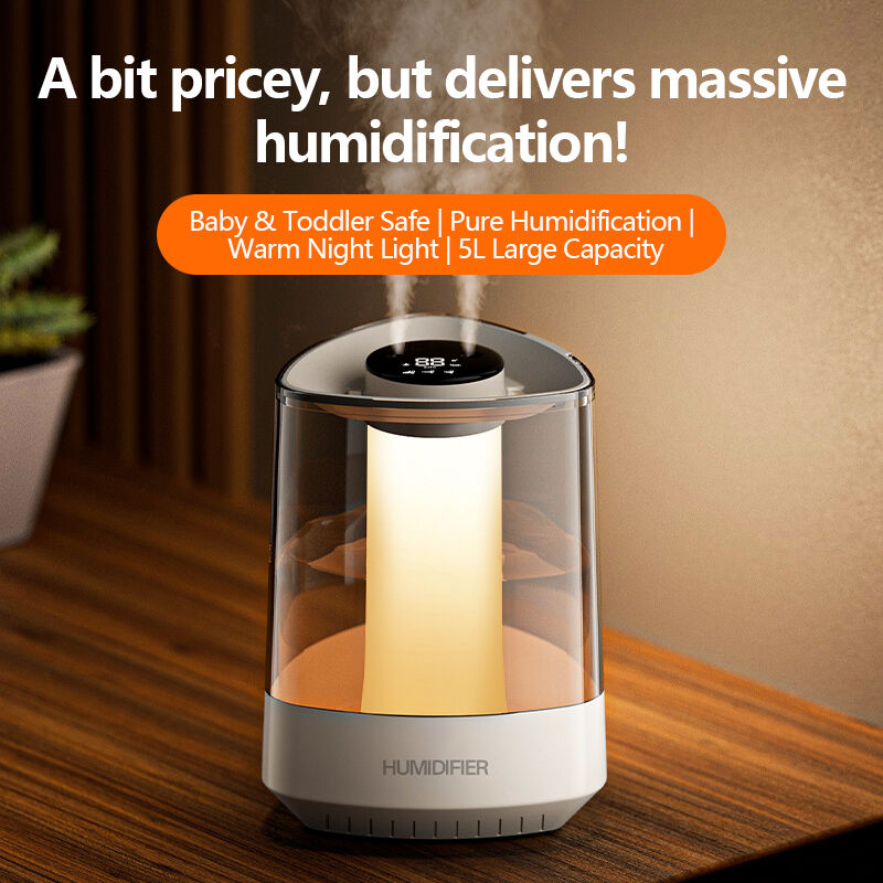 Υγραντήρας αέρα υπερήχων διπλού ακροφυσίου 5L 99,99% αποστείρωση για υπνοδωμάτιο γραφείου