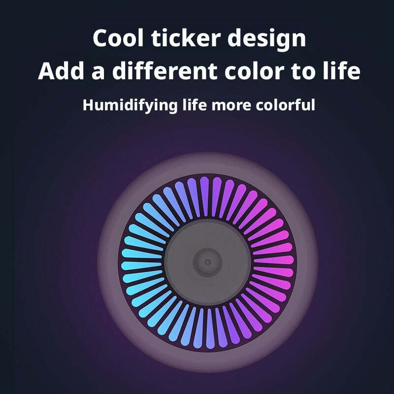 Mini Umidificatore ad Ultrasuoni Portatile dal Design Compatto con 7 Luci Colorate per Uso Domestico e in Auto