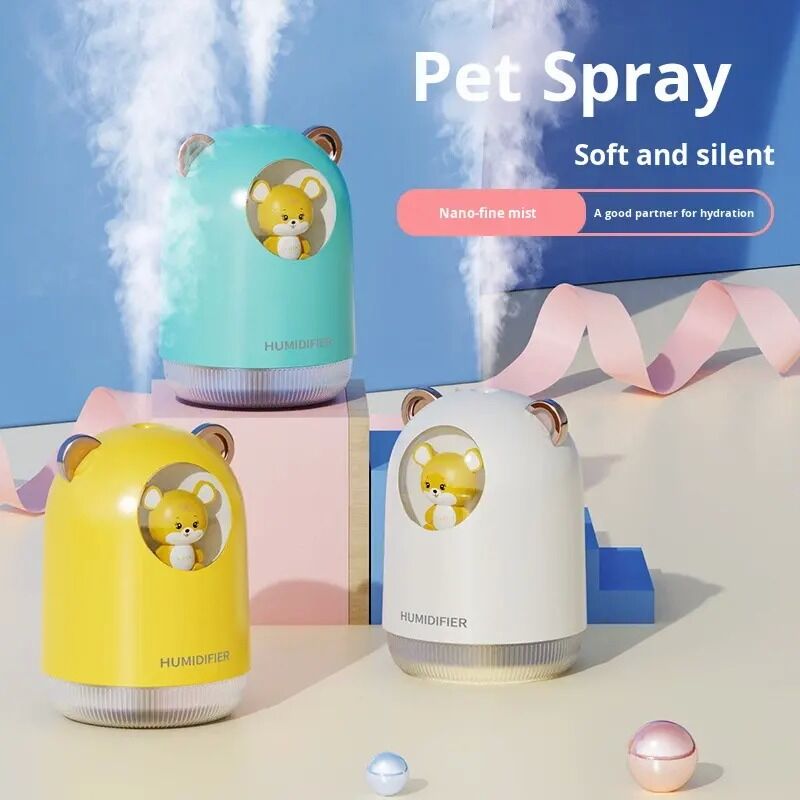 Umidificatore d'aria ultrasonico portatile OEM, capacità 300 ml, alimentato tramite USB con luce notturna RGB