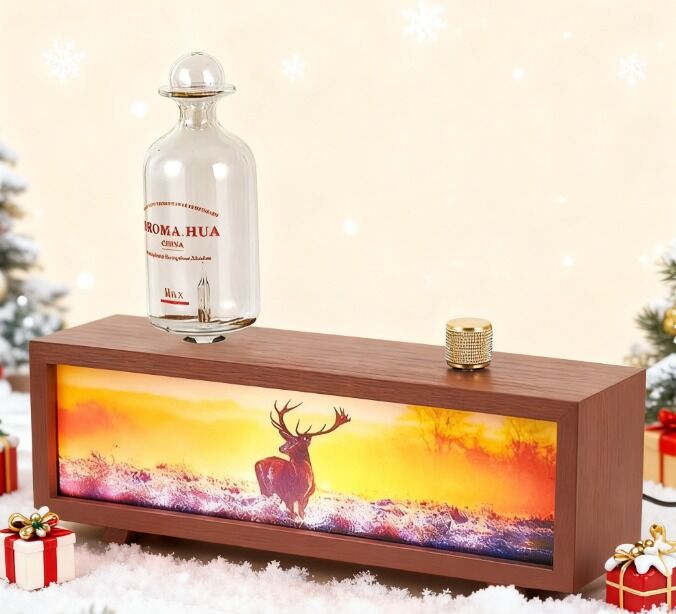 Noord-Europa Vintage Aroma Diffuser Echte Hout Kerstmis Usb Vlam Luchtbevochtiger