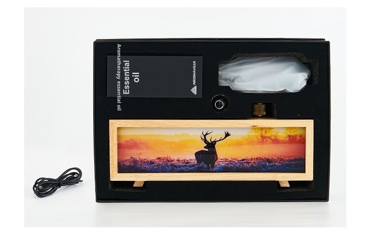 Noord-Europa Vintage Aroma Diffuser Echte Hout Kerstmis Usb Vlam Luchtbevochtiger