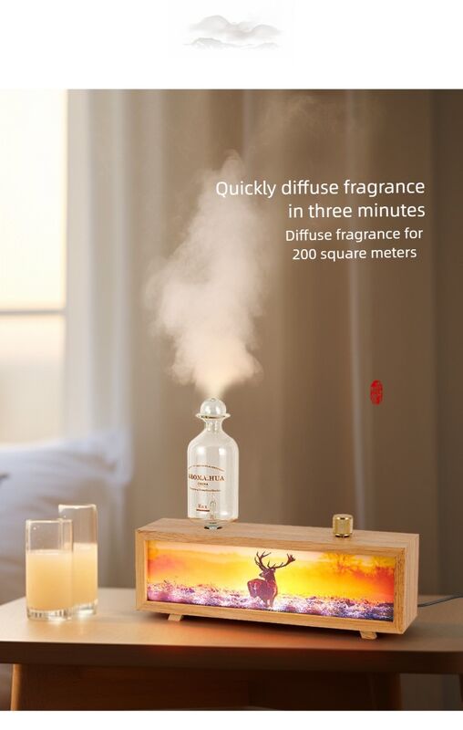 Noord-Europa Vintage Aroma Diffuser Echte Hout Kerstmis Usb Vlam Luchtbevochtiger