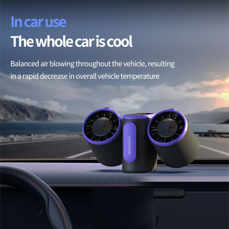 Ventilatore portatile di raffreddamento ad aria a doppia testa 3 in 1 con batteria da 8000 mAh per uso esterno