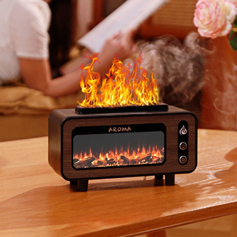 Fireplace Flame air Humidifier Diffusers Flame Hotel air Freshener Wood Grain Anhydrous Essential Oil Diffuser