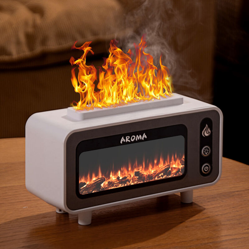Fireplace Flame Aroma Diffuser Humidifier 3D LED Flame Household Air Freshener Wood Grain Anhydrous Essential Oil