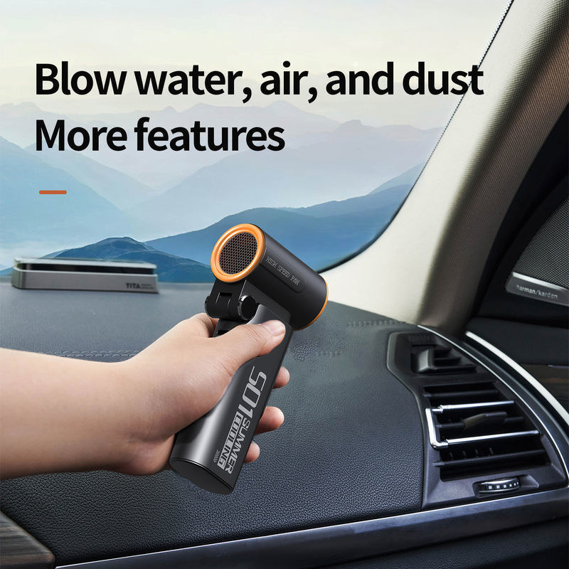 Air-Cooled Foldable Handheld Mini USB Electric Plastic Fan Turbojet Digital Display 3000mAh Rechargeable High-Power