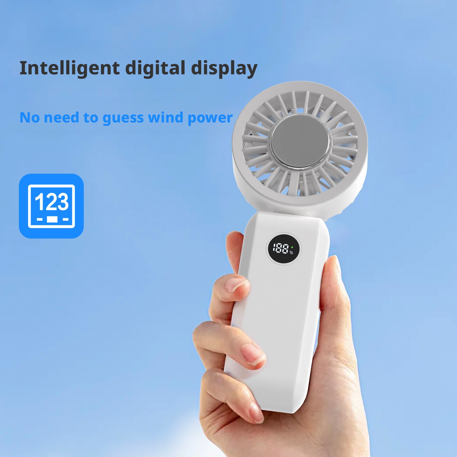 Handheld Fan with Digital Display & 100 Speeds