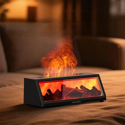 Customized Logo Electric Aroma Oil Diffuser Powered Flame Humidifier Waterless Design