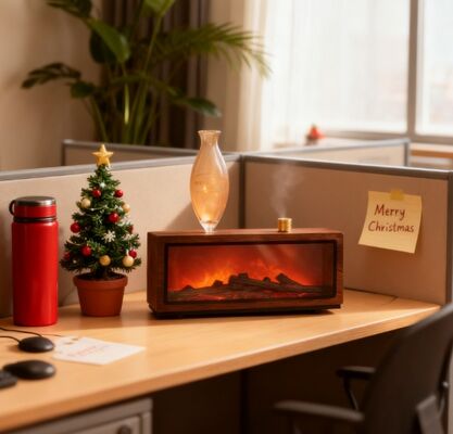 Christmas Wood Flame Aroma Diffuser with 0.5L Capacity USB Powered